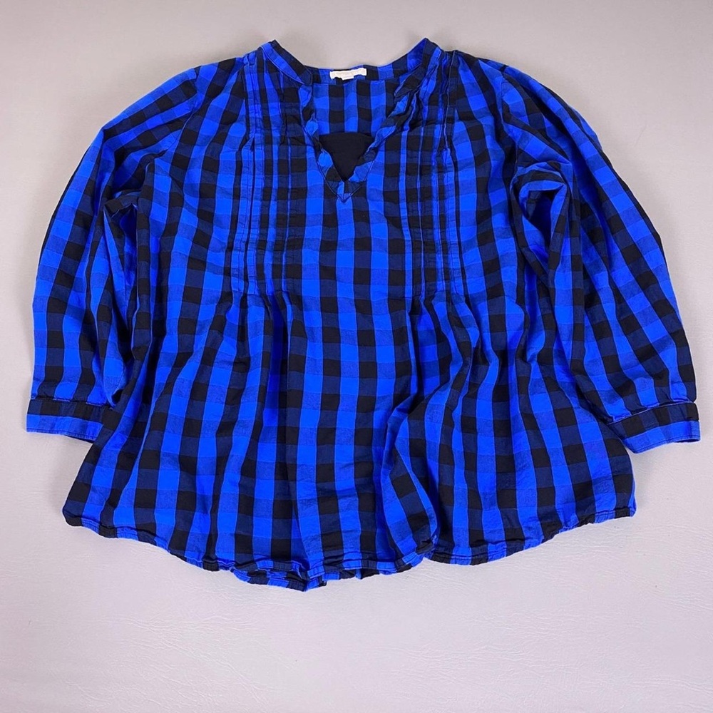 Woman Within Blue and Black Plaid Blouse